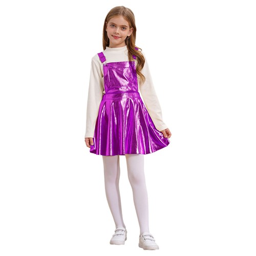 Kids Girl's Dresses Metallic Dress With Pocket Leisure Overalls Criss Cross - Picture 47 of 55