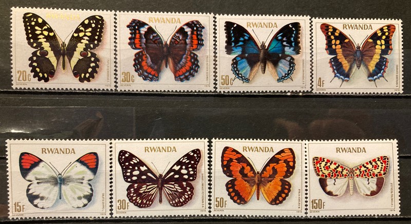 Rwanda,butterfly S.C.#905-12 S.C.V.$15 MNH Complete set of 8 as issued in 1979 
