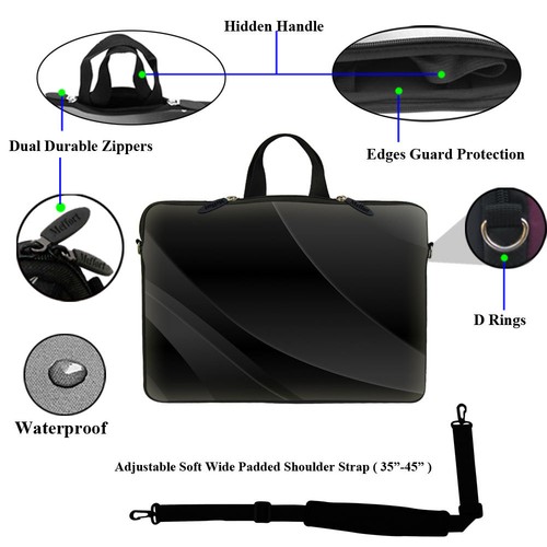 17 - 17.3 "Laptop Computer Sleeve Case Bag w Hidden Handle & Shoulder Strap 1602 - Imagen 2 de 3