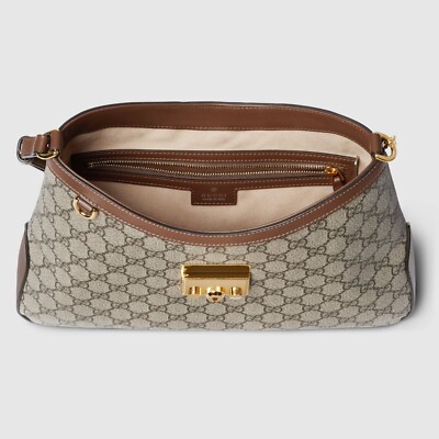 GUCCI Padlock GG Large $2600 Brown Leather Shoulder Bag New And