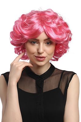Perücke Damen Karneval Fasching Cosplay kurz pink rosa Locken Volumen Popstar