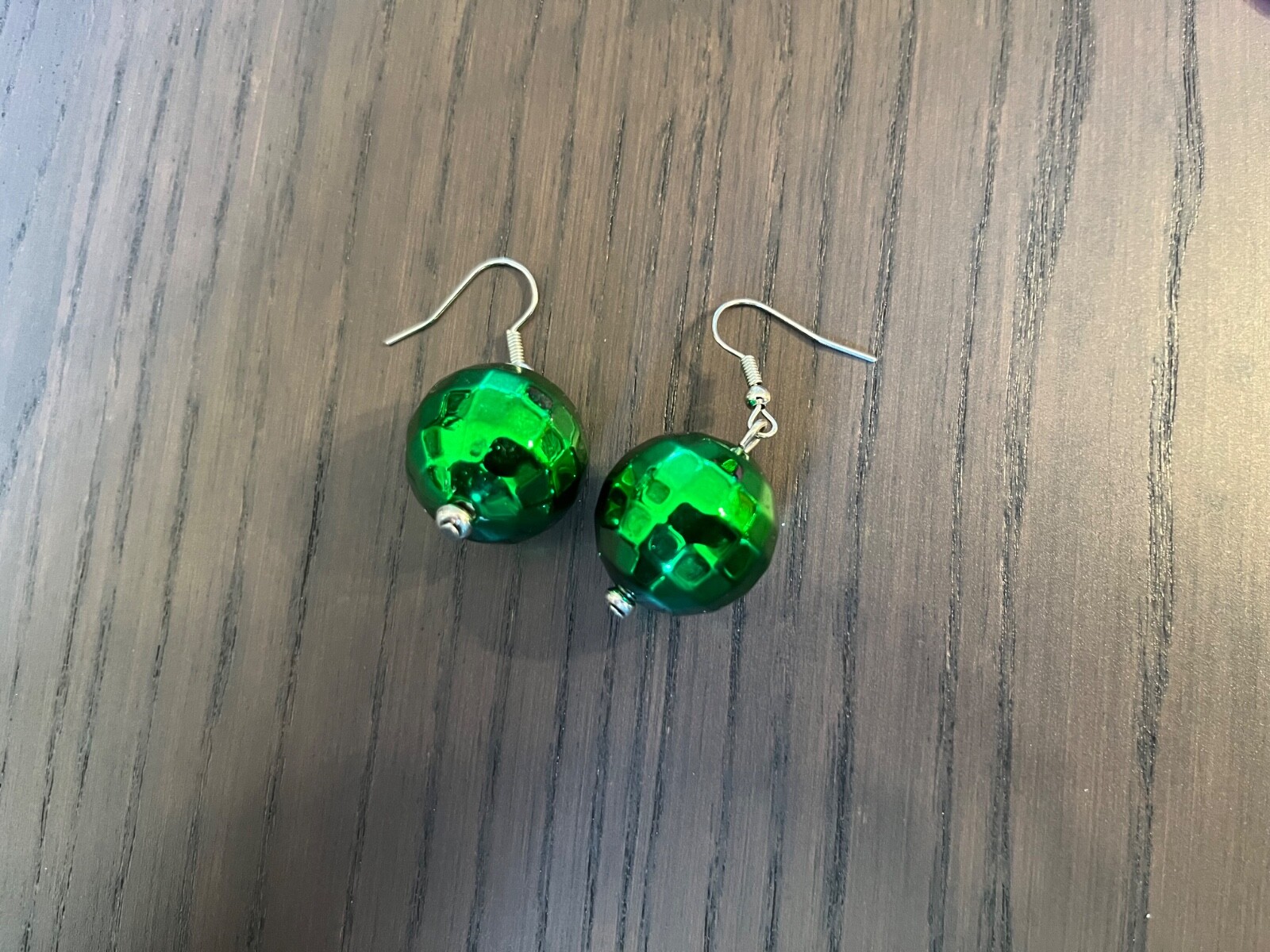 Festive green Christmas tree dangle earrings