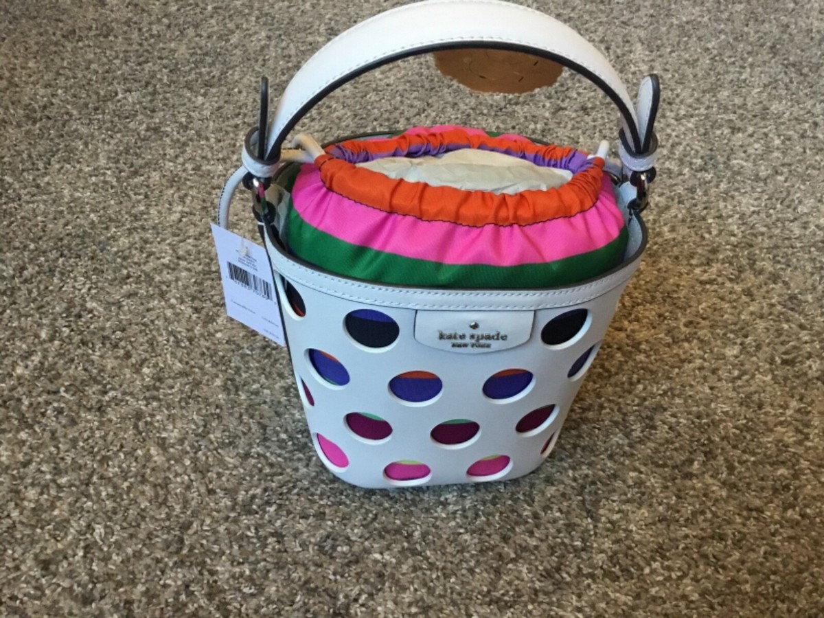 Kate Spade Small Bucket Bag Pippa Perforated Dot Purse Convertible