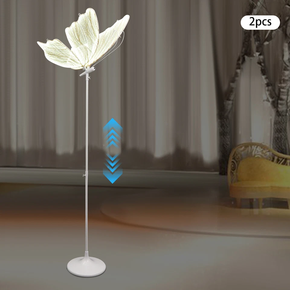 Luces de boda mariposa de hierro y plástico y gasa 2 piezas 110 V 7,5-70,1 pulgadas doradas y blancas Foto 2 de 4