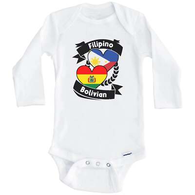 Filipino Bolivian Heart Flags Philippines Bolivia Baby Bodysuit (Long Sleeve)