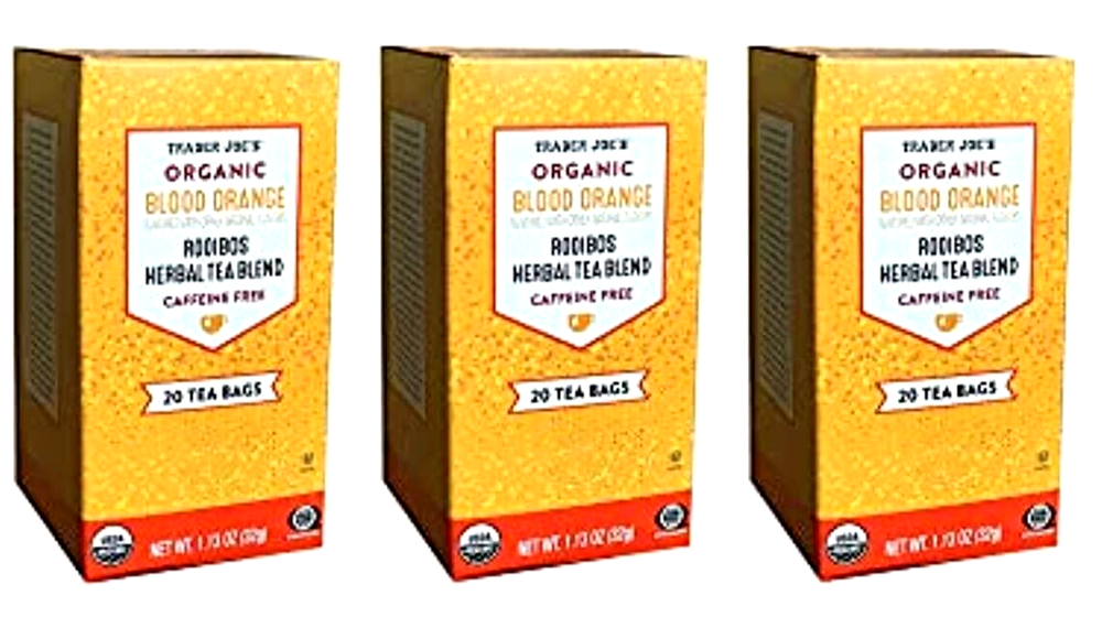 3 Packs Trader Joe's Organic Blood Orange Rooibos Herbal Tea 20 ct 1.13 oz Each