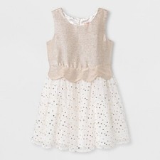 Cat  Jack Party Dress XS 4/5 Gold Sparkly Time Of Year Tulle NWT