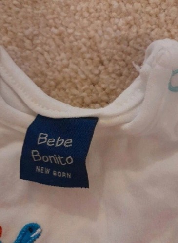 bebe bonito dinosaur rompers x2 newborn white summer - Picture 2 of 2