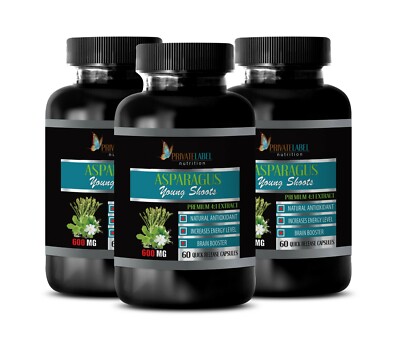 uti treatment - ASPARAGUS YOUNG SHOOTS 600mg - blood pressure support -3 Bottles