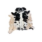 Abstract pattern White /Black and Tan spotted Natural Cowhide Rug | Western Rug