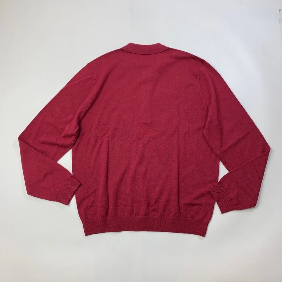 Callaway Polo Sweater Mens L Large Bordeaux Red Merino Wool Golf Collection - Image 3 of 4