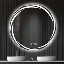 Round Illuminated Bathroom Mirror Dimmable Light Over Sink Salon Vanity Mirror