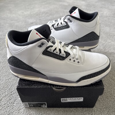 Nike Air Jordan Retro 3 Cement Grey Summit White Fire Red Size 15