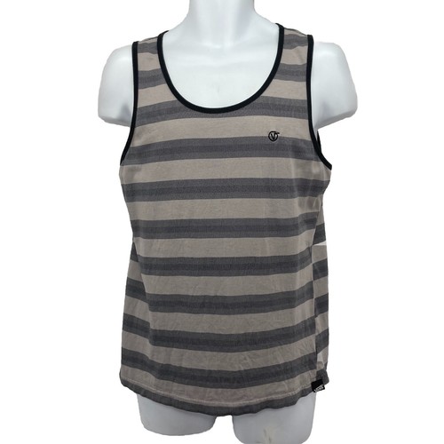 Vans, VANS Striped Tank Top/ Women’s (M) Gray Official Cotton