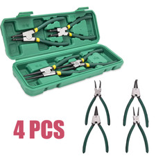 Snap Ring Pliers Set, 4pcs 7" Internal/External Circlip Pliers Kit with Straight