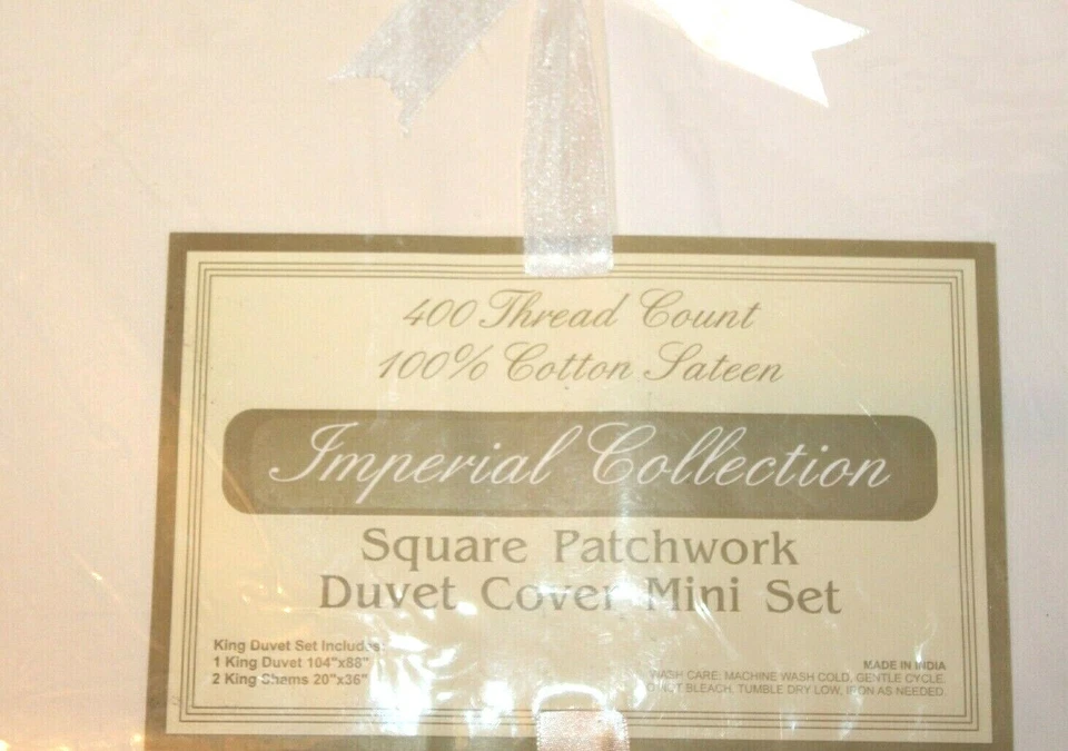 Mini juego de funda nórdica King cuadrada retazos colección Imperial 400 TC - marfil Foto 2 de 4