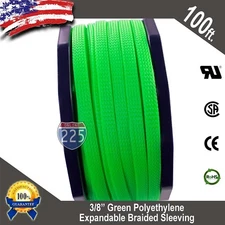 100 FT 3/8" Green Expandable Wire Cable Sleeving Sheathing Braided Loom Tubing