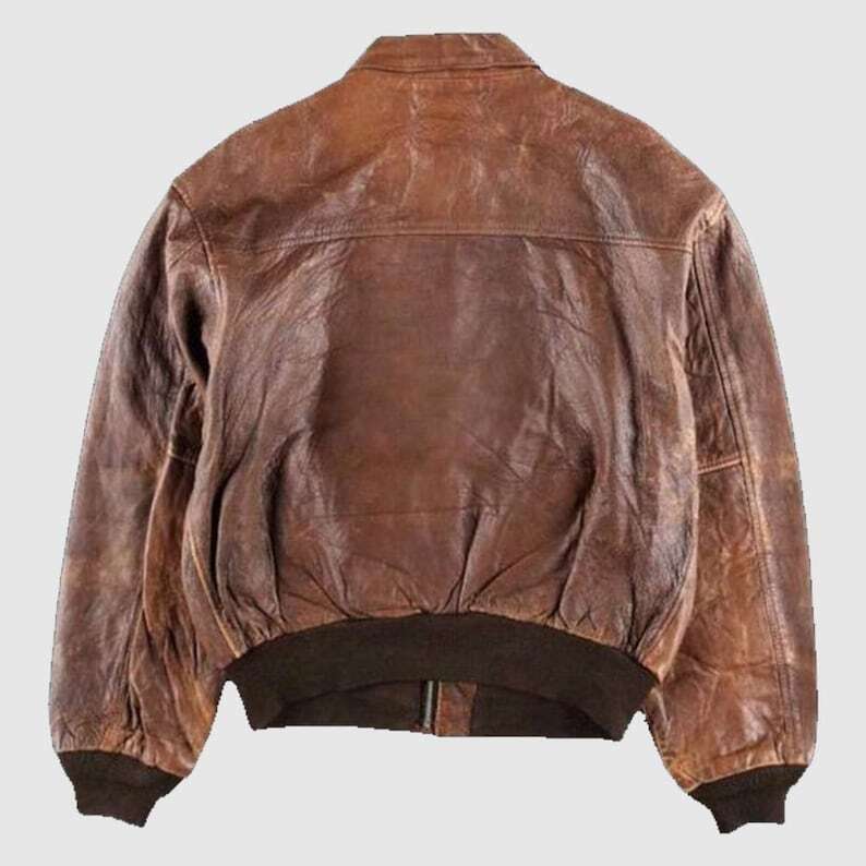 Men 80s A2 Flight Vintage Style Military Leather Jacket Men 80s A2 Flight Vintage Style Military Leather Jacket