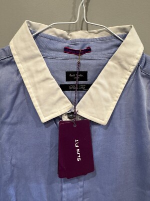Paul Smith blaues Hemd Slim Fit | Größe 17/43 | London Collection  