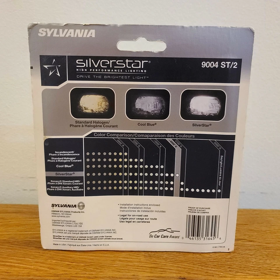 Farol de halogênio Sylvania SilverStar 9004 ST/2 (pacote com 2) NOVO - Imagem 2 de 2