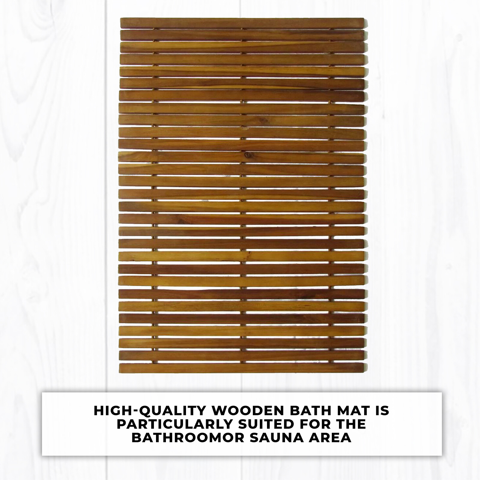 Floor Wooden Bath Mat Shower Mats Acacia Wood Bathroom Accessory 80cm ...