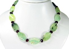 Heilstein Halskette aus dem Edelstein Prehnit und Granat