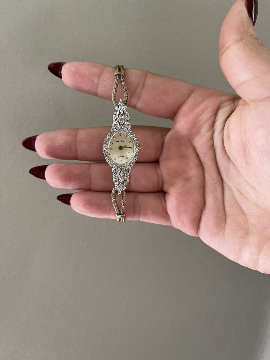 gruen brand, vintage womens cocktail watch 10k plated 1/40  display picture 3