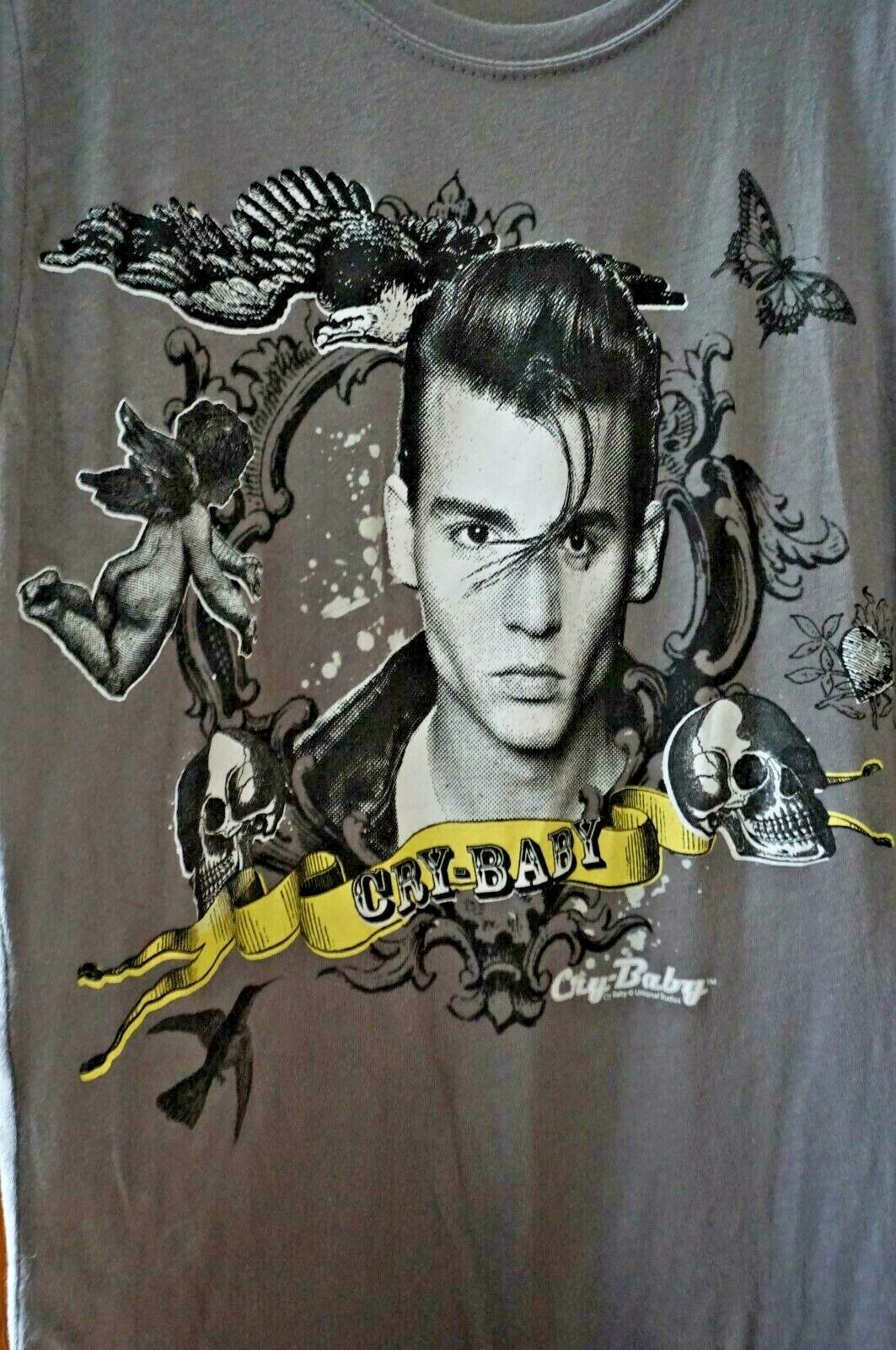 Rare grey Cry Baby skulls eagle 1990 movie tee t print t-shirt Johnny Depp image 2