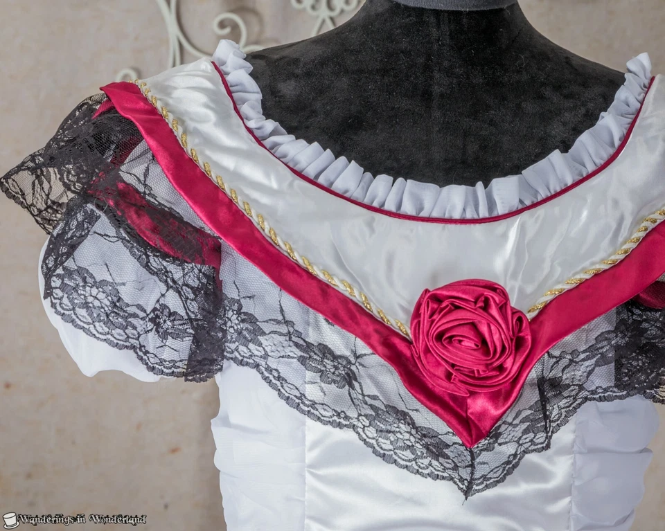 Blanco Rojo Bella Vestido Pequeño Disfraz Aro Teatro Festival Guerra Civil Halloween Foto 3 de 4