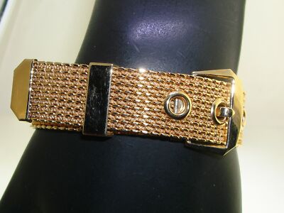Vintage Elegant Gold Tone Mesh Belt Bracelet Vintage Metal Mesh Belt Bracelet – Dovetail main image 4