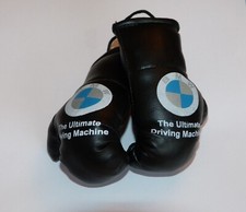 Mini Boxhandschuhe BMW z.B. f&uuml;r Auto Innenspiegel Kunstleder Schwarz Geschenk
