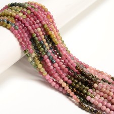 Natural Multi-color Tourmaline Smooth Round Beads Size 4mm 16" Strand