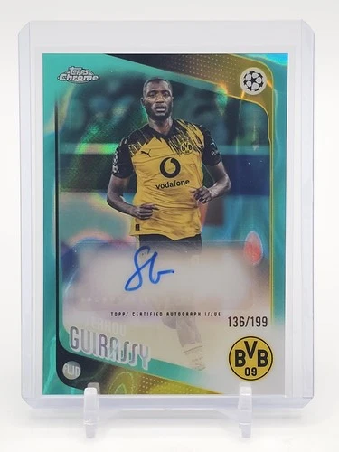 SERHOU GUIRASSY 2025-26 TOPPS CHROME UEFA AQUA LAVA AUTO /199 #CA-GU BVB Q3702