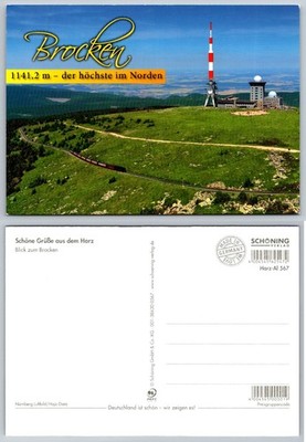 Brocken Mountain Harz Germany Postcard Schöning Verlag Train Tower View