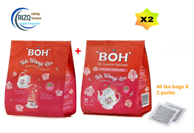 BOH Cameron Highlands Rose Scented Tea with Stevia Leaves | 2 Pack (40 Tea Bags)