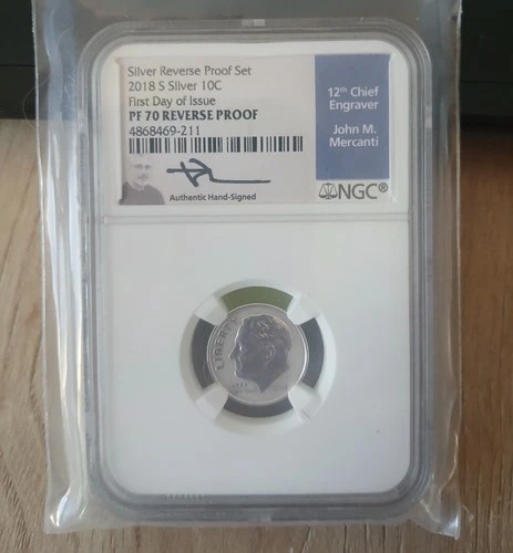 2018 S Silver 10c Dime First Day Issue PF 70 Reverse Proof