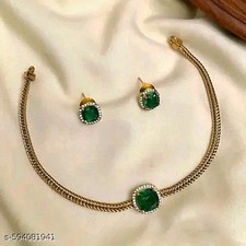 Indian Bollywood Gold Plated Kundan Choker Bridal Necklace Earrings Jewelry Set