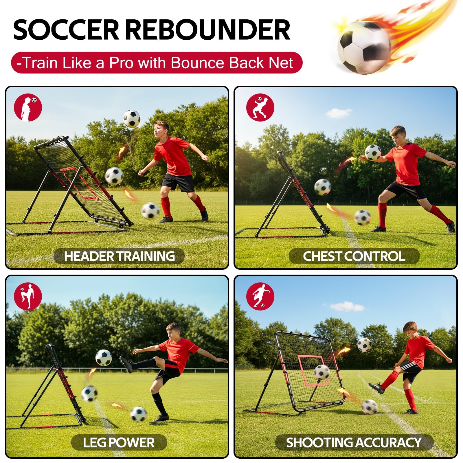 Volleyball Rebounder Net 40"x40" – Adjustable Angles Bounce Back Training Equ...