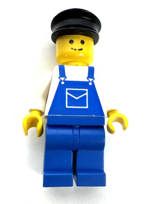 LEGO Vintage Classic Town Minifigure Train Engineer, Mechanic Blue Overalls
