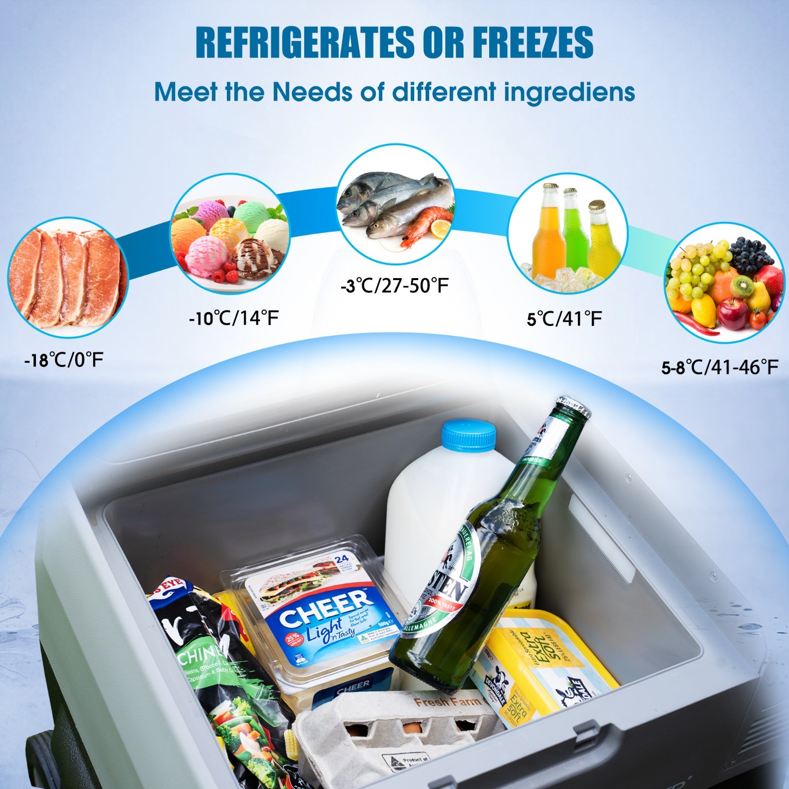 Portable Fridge & Freezer Car Freezer Cooler DC/AC power for RV Camping Beach