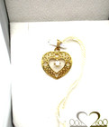 NEW with Tags 14K Yellow Gold Opal Heart Filigree Pendant 1.0 Gr [P69] — photo 1