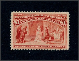 drbobstamps US Scott #241 Mint Regummed $1 Columbian Stamp (See Description)