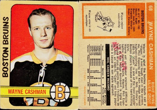 Wayne Cashman #68 1972 O-Pee-Chee card
