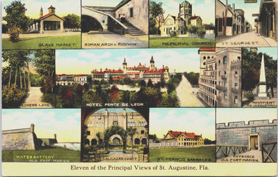 St Augustine City ELEVEN PRINCIPAL VIEWS Old Multi Pics Florida FL Postcard DB