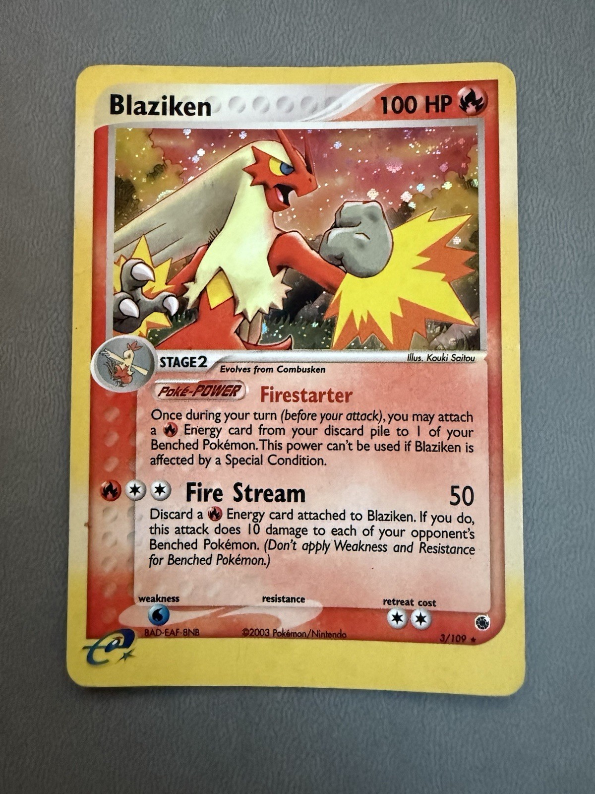 Pokemon TCG Blaziken 3/109 Ruby & Sapphire - Holo Rare Near Mint