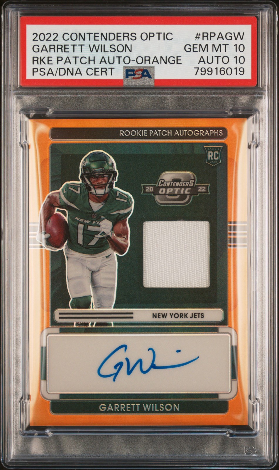 Garrett Wilson Panini Contenders Optic Rookie Patch Autographs #RPAGW Orange