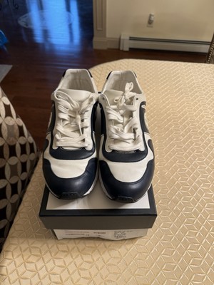 Men s GUCCI GG Logo White/blue Leather/  Trainer Sneakers 11 1/2 GSize