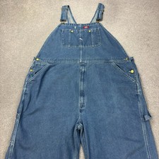 Dickies Dungarees Adult 46x30 Blue Overalls Denim Bib Work Wear Carpenter Mens