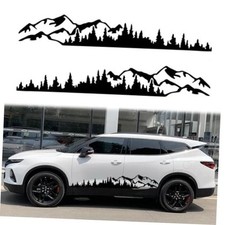 2Pcs Mountain Tree Forest Vinyl Decals Sticker for Car Door Body Side Black