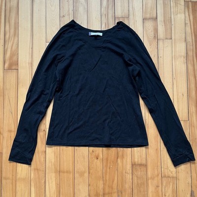Ibex Black 100% Merino Wool Long Sleeve Top V-Neck Casual Base Layer M
